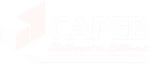 Logo blanc de la CAPEB, confédération de l'artisanat et des petites entreprises du bâtiment, avec le slogan "L'Artisanat du Bâtiment".